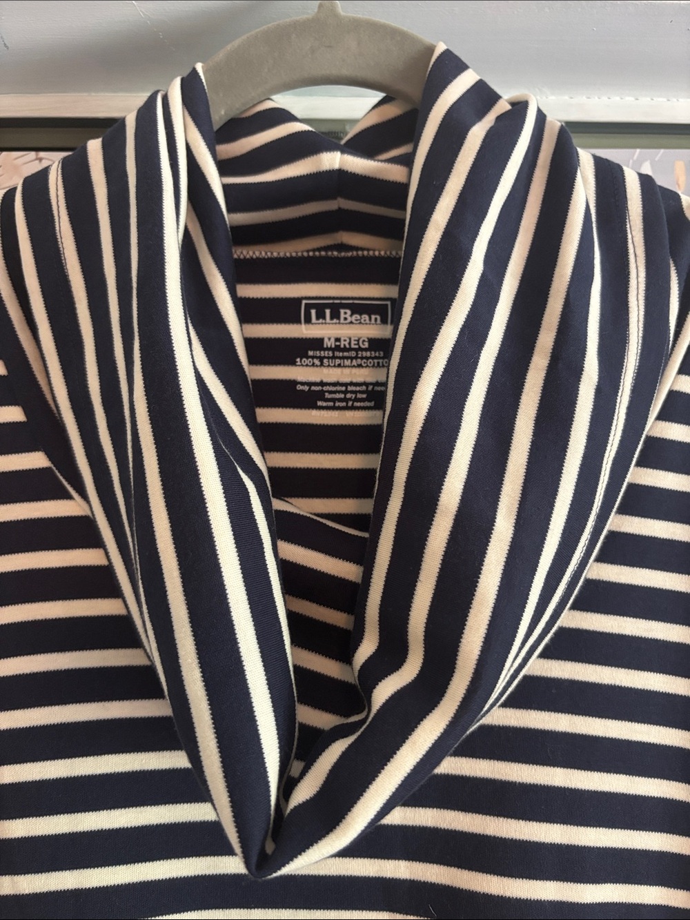 L.L. Bean Navy and White Striped Cowl Neck Top - Picture 5 of 5